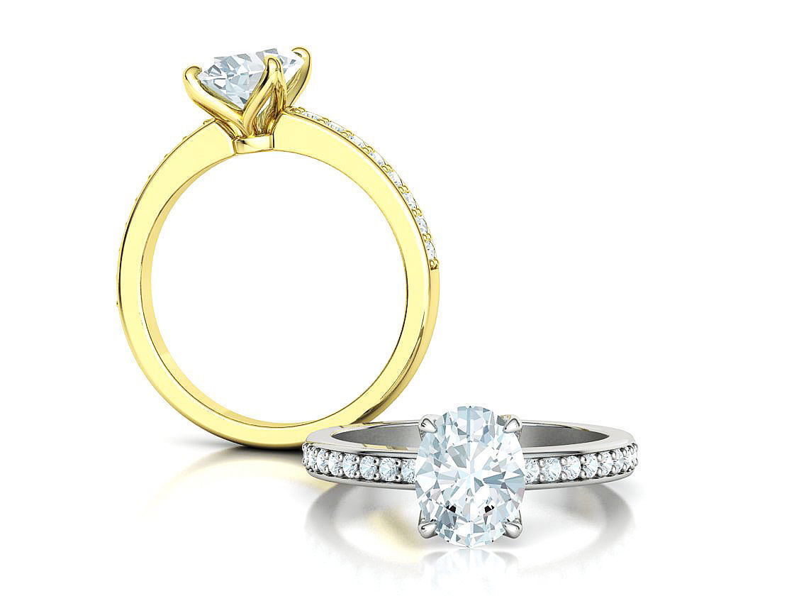 9x7 Oval Stone Engagement Solitaire Ring 4claw setting 3Dmodel 3D print model_1