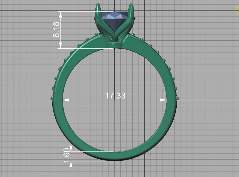 9x7 Oval Stone Engagement Solitaire Ring 4claw setting 3Dmodel 3D print model_37