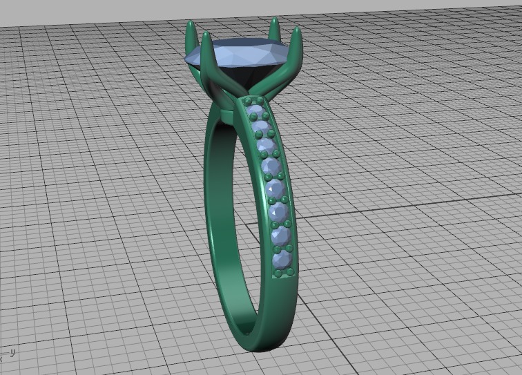 9x7 Oval Stone Engagement Solitaire Ring 4claw setting 3Dmodel 3D print model_43