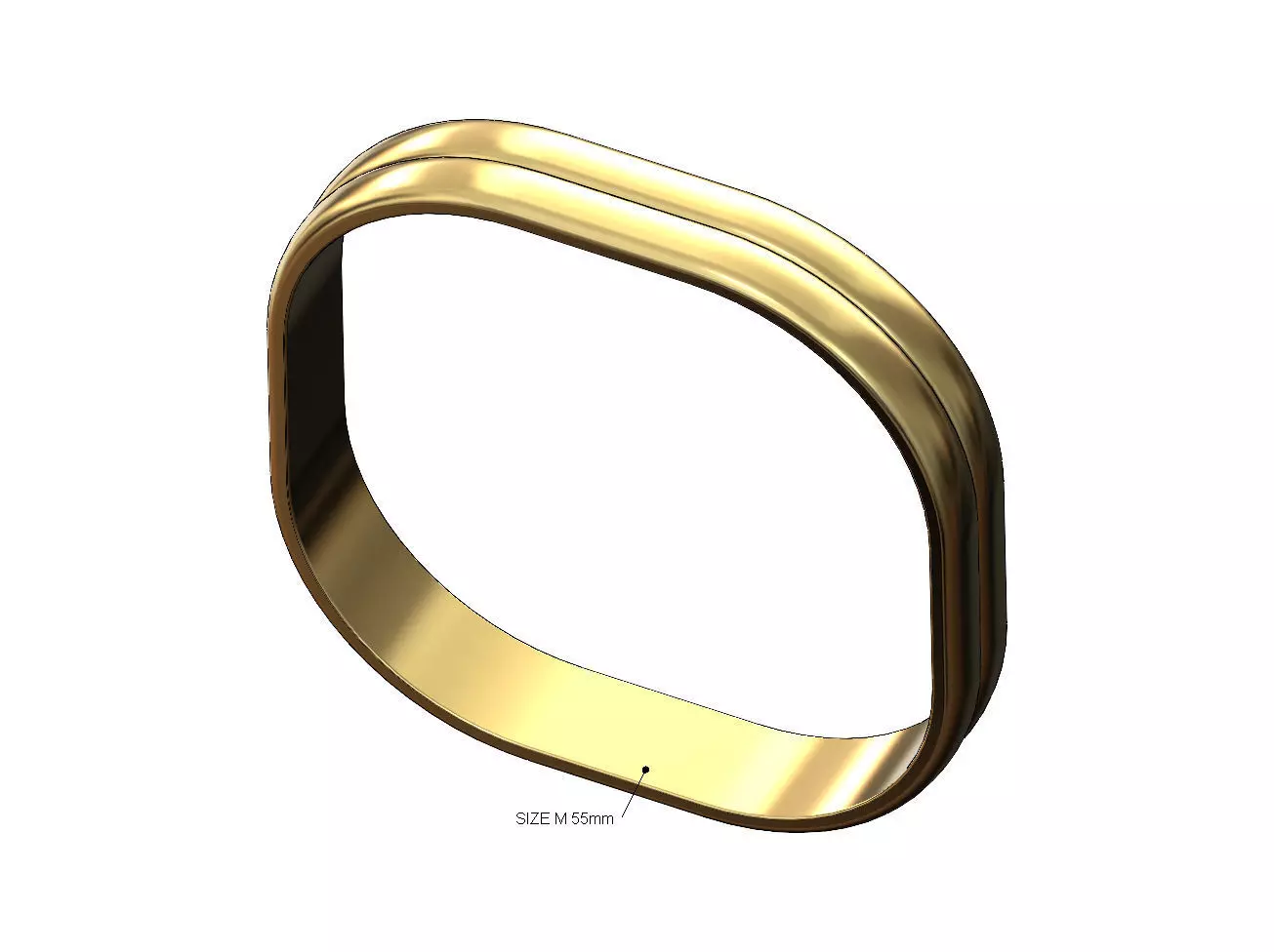 Square rounded split cross section dome bangle bracelet 3D print model