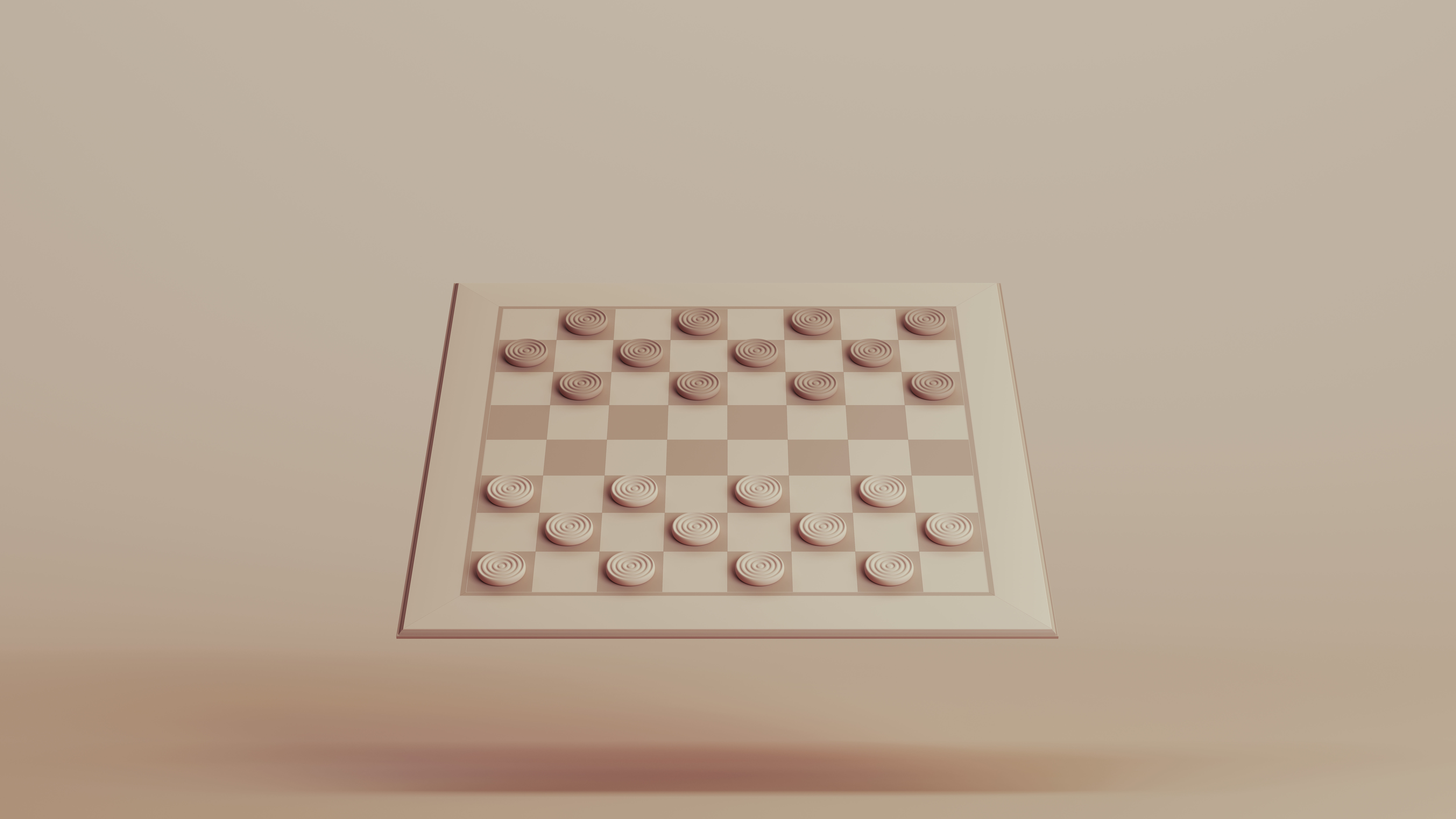 Checkers Board and Counters -- built to scale 3D model_1