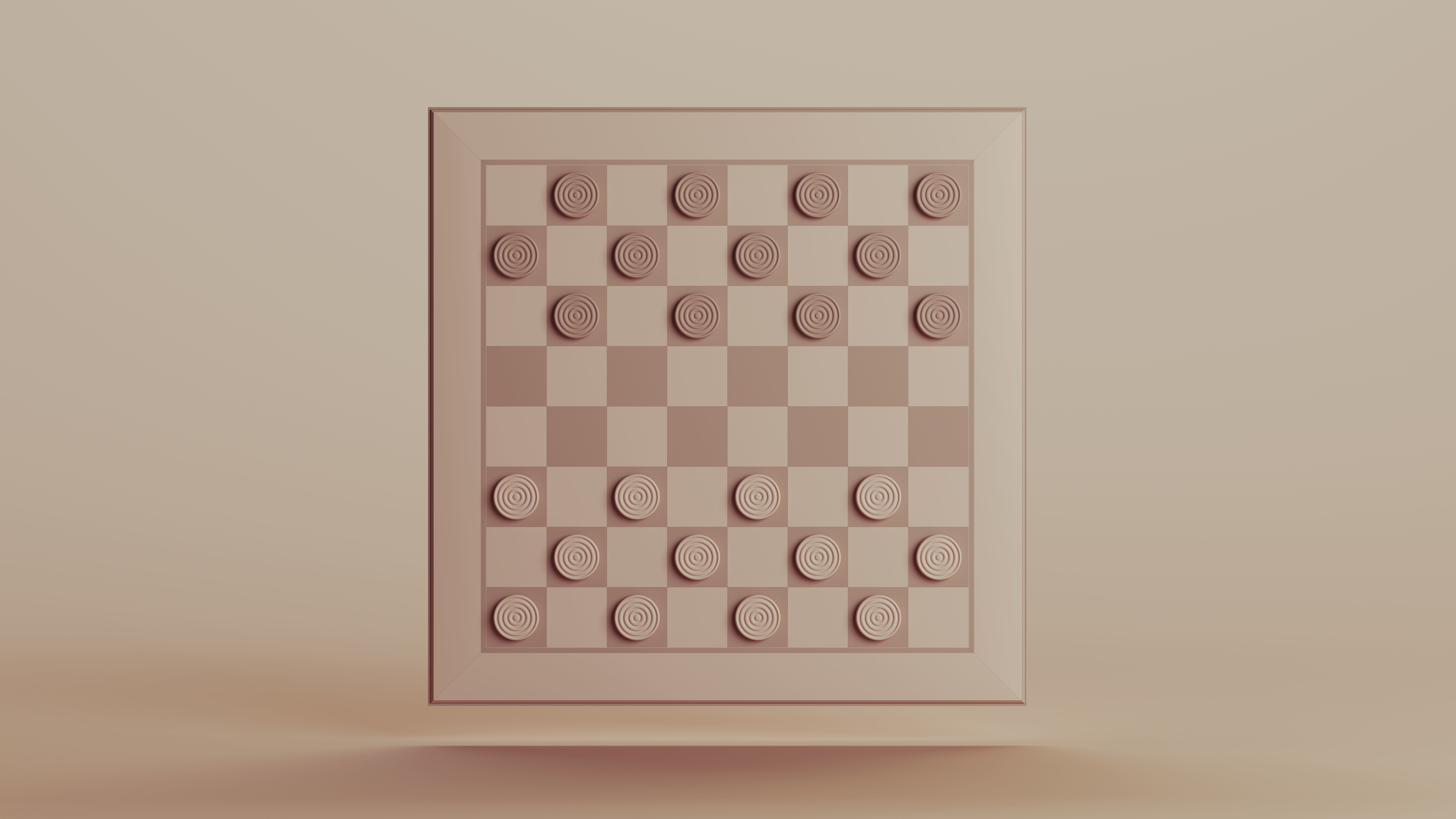 Checkers Board and Counters -- built to scale 3D model_2