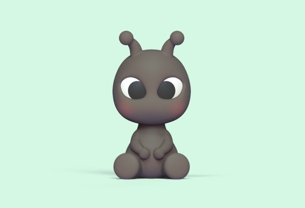 Cute Sitting Ant 3D print model_1