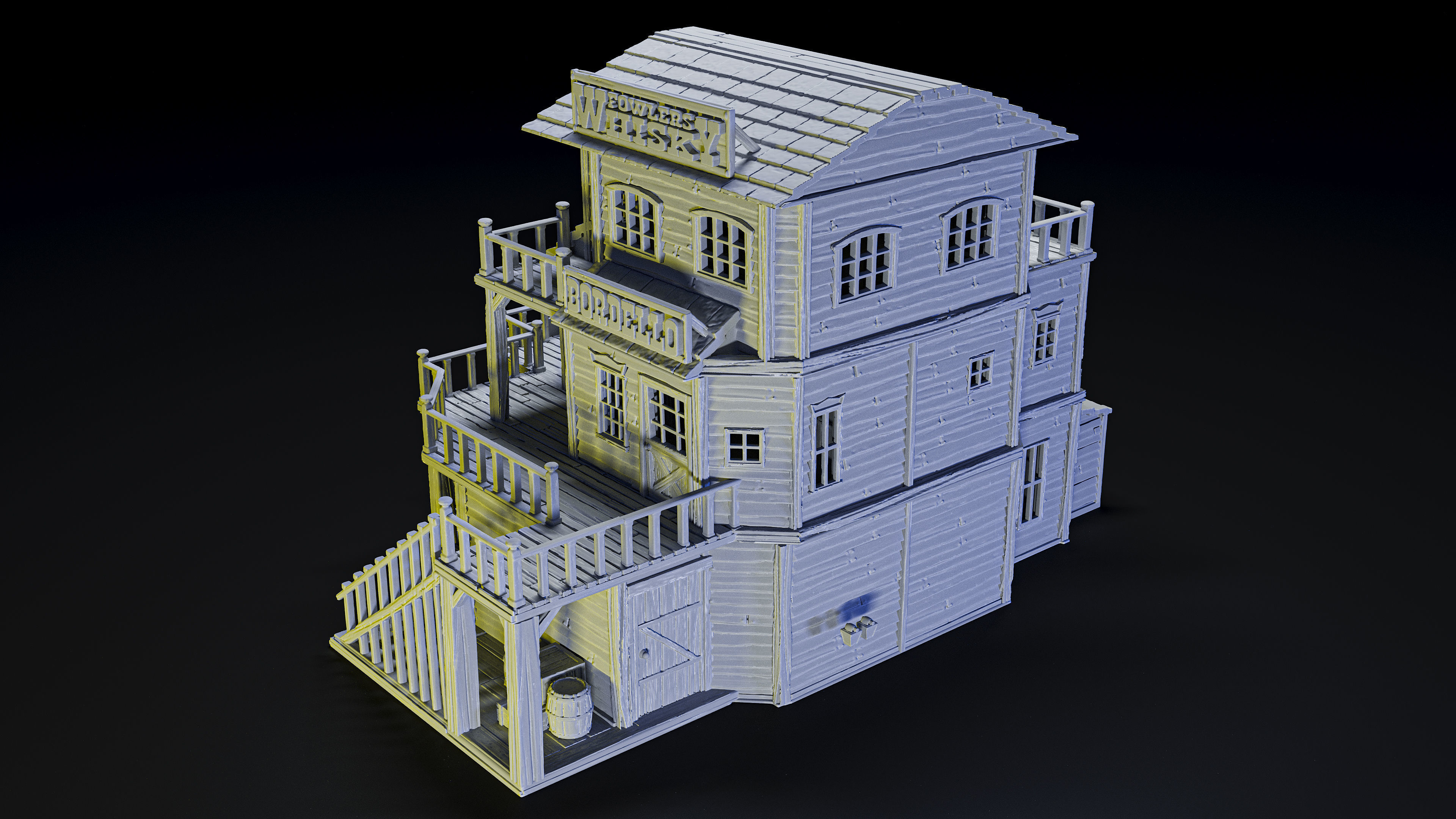 saloon old west building 3D print model_3