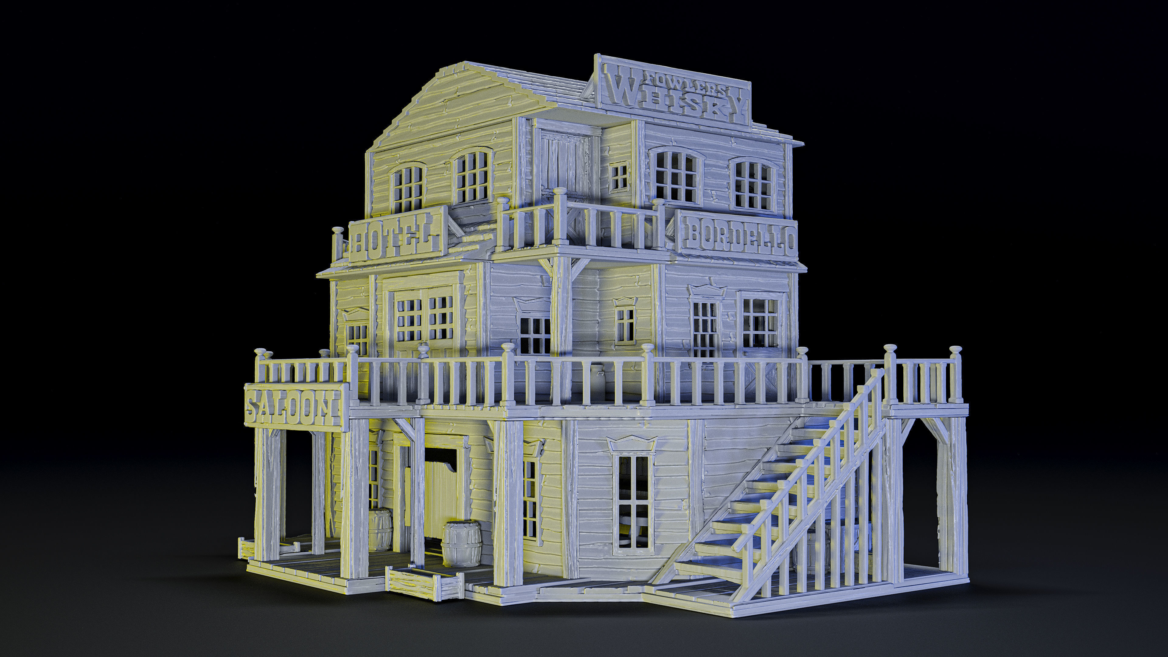 saloon old west building 3D print model_2