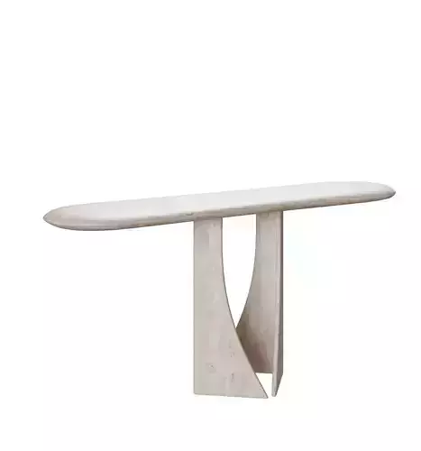 Italian Travertine Marble Console Table