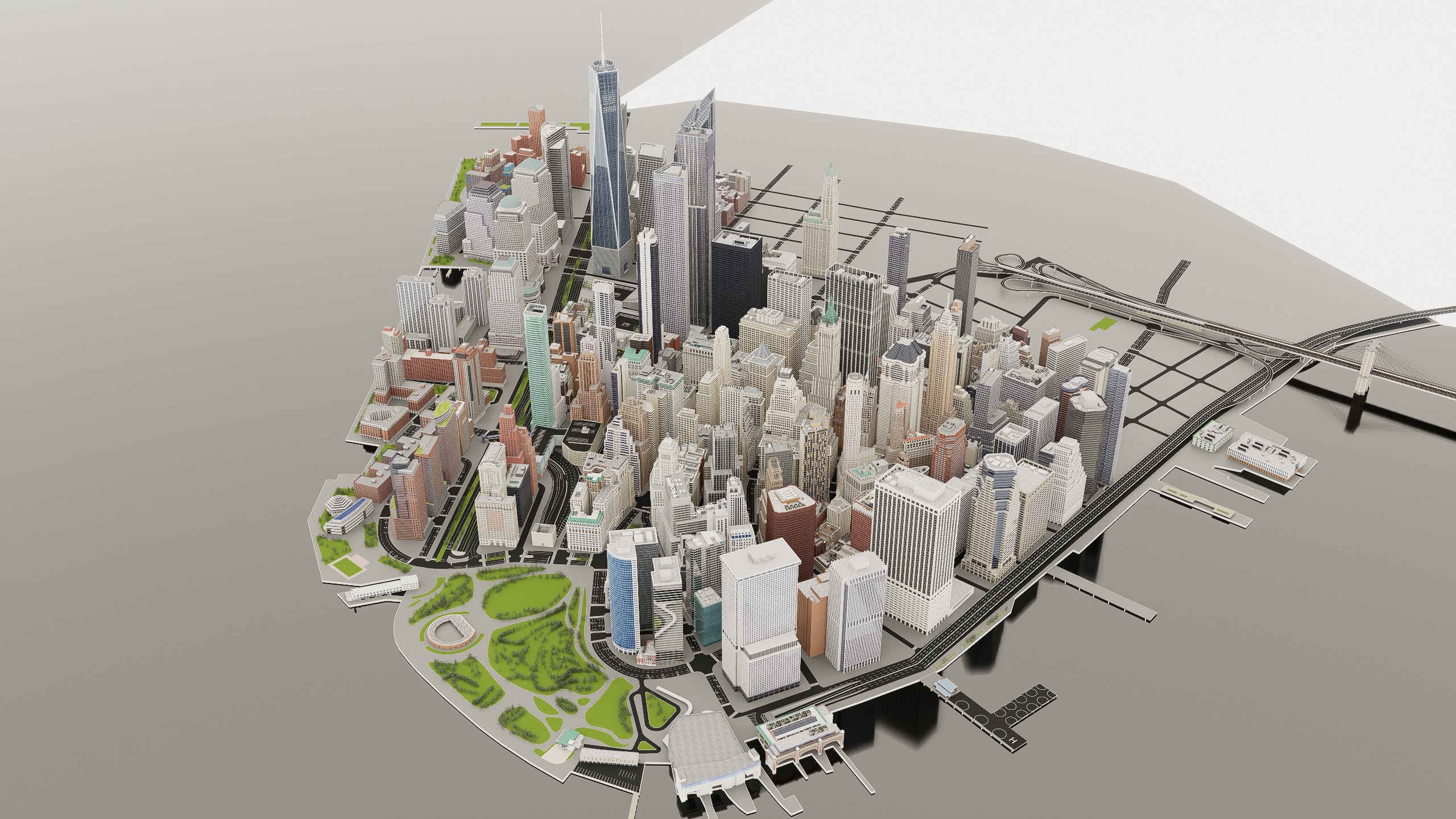 Downtown Manhattan New York 3D model_4