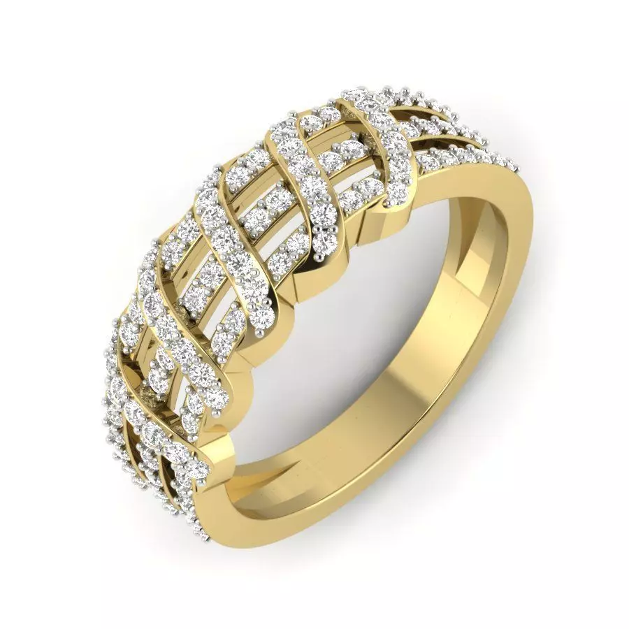 Ring Pr light weight Yellow gold diamond rings-PR-370 DIA 3D model 3D printable ...