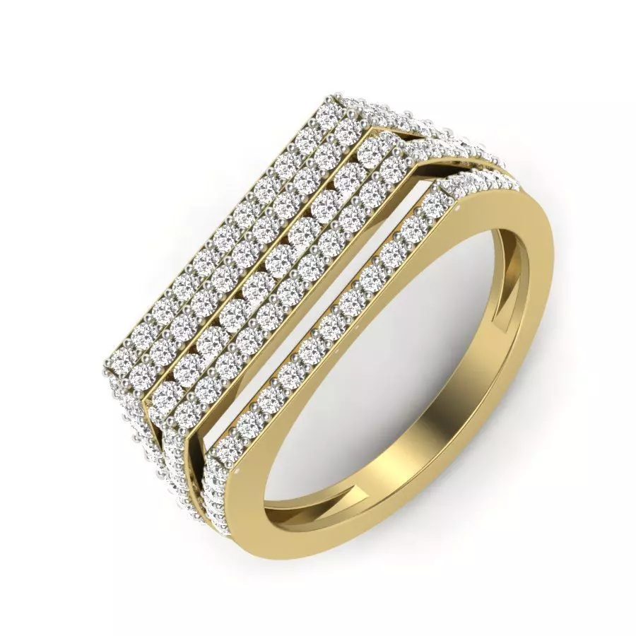 light weight Yellow gold diamond rings-PR-380 DIA 3D print model