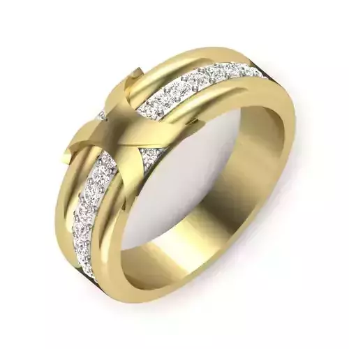 light weight  Yellow gold diamond rings-PR-382-DIA