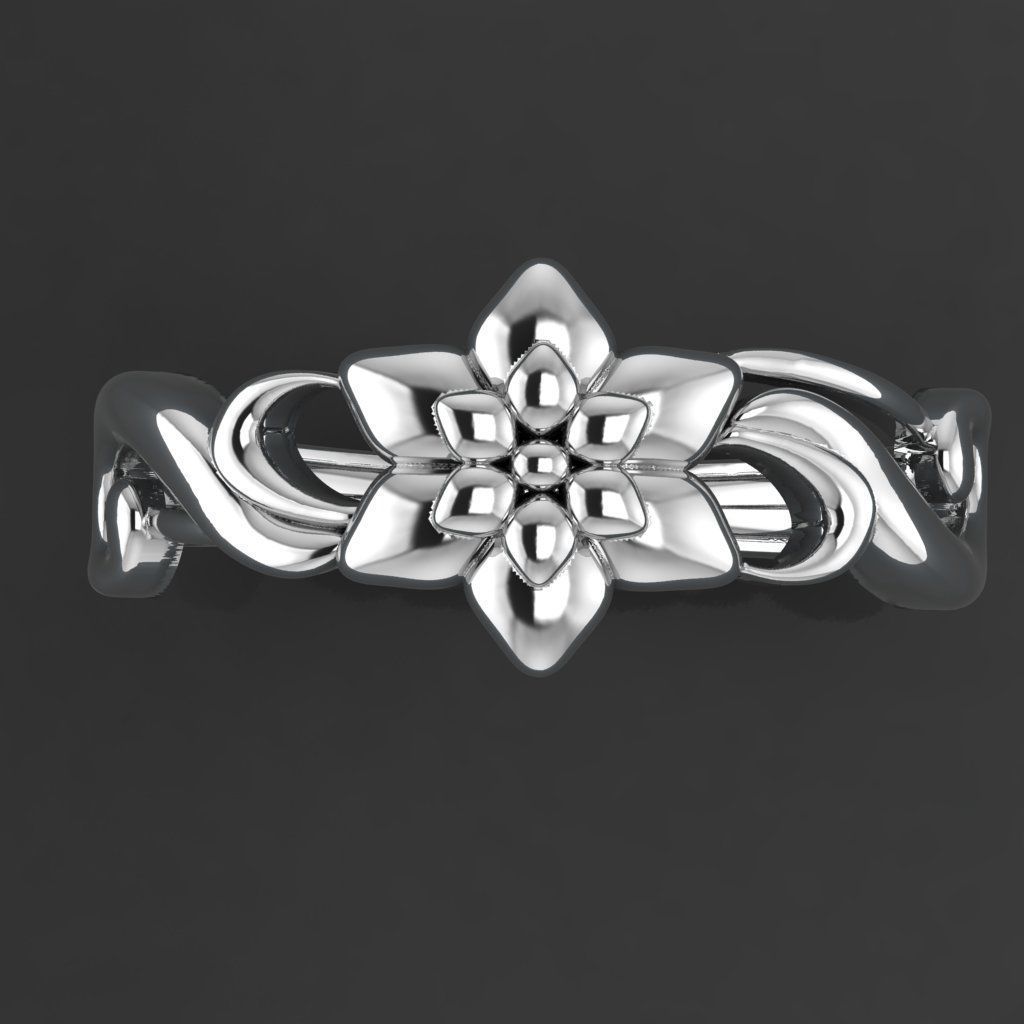 flower ring 3D print model_6
