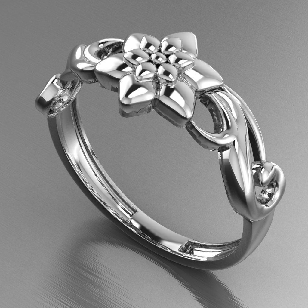 flower ring 3D print model_5