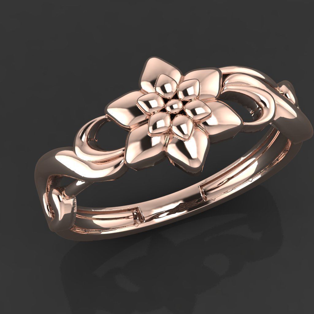 flower ring 3D print model_3