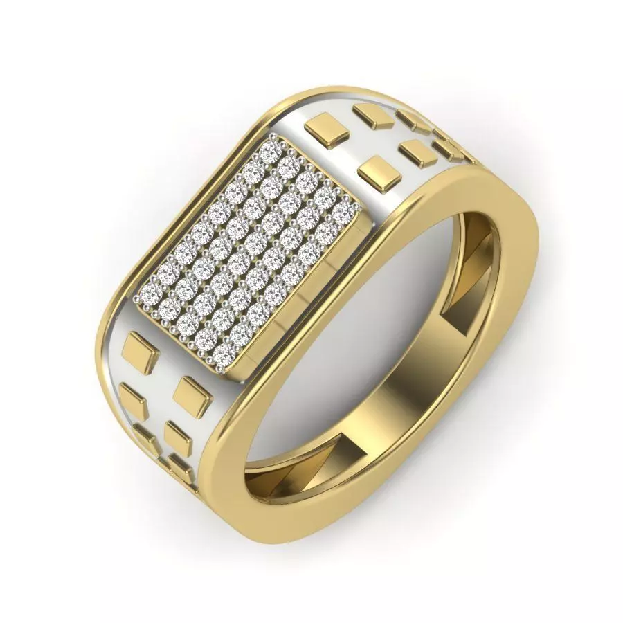 light weight  Yellow gold diamond rings-PR-388 DIA 3D print model_0