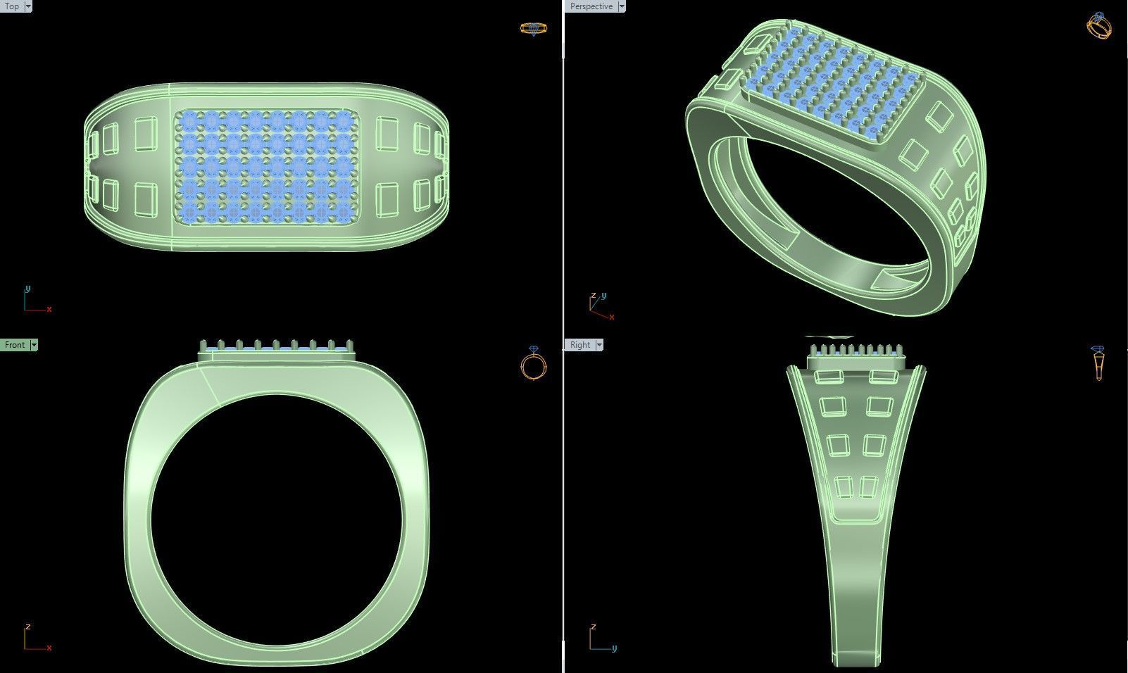 light weight  Yellow gold diamond rings-PR-388 DIA 3D print model_6