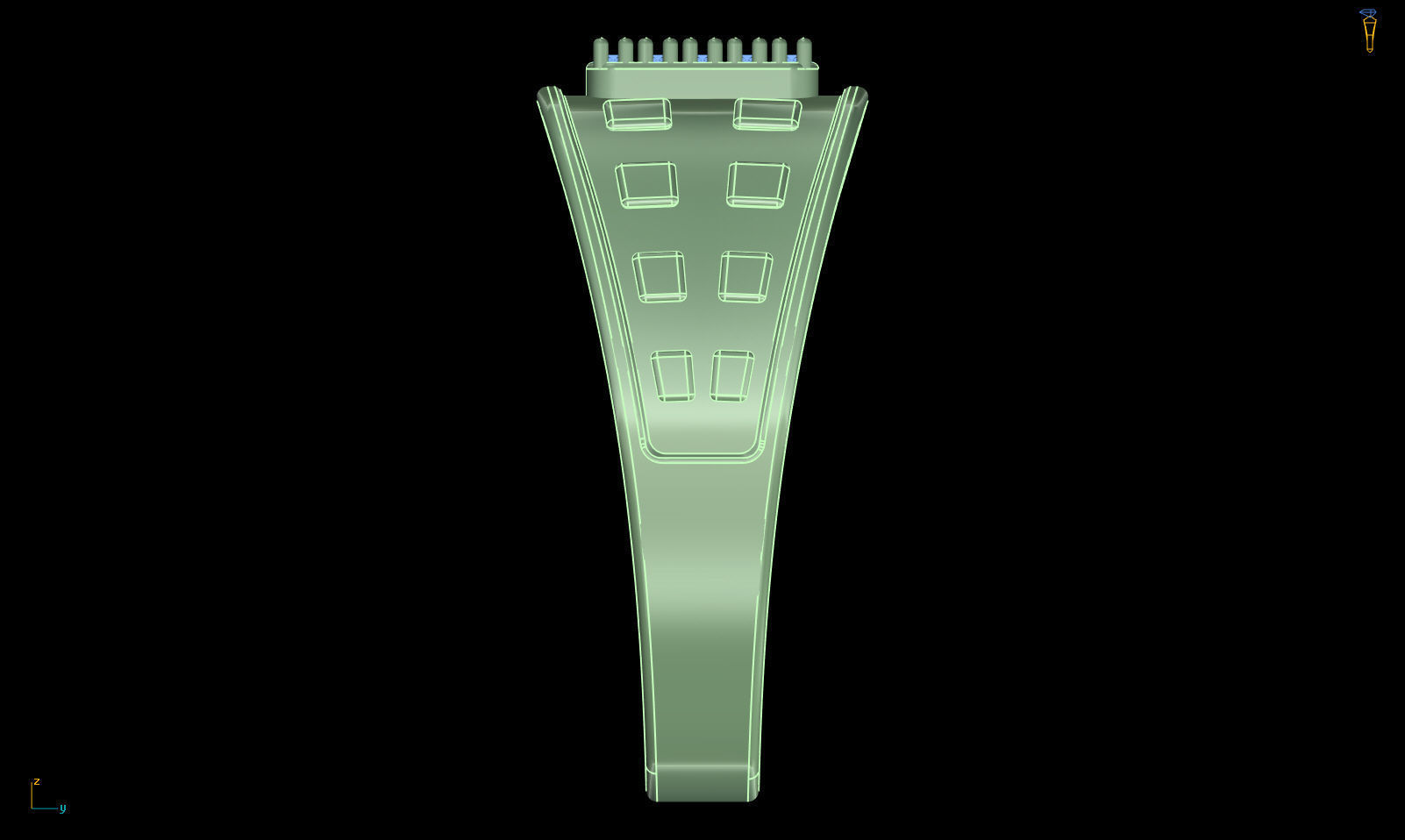 light weight  Yellow gold diamond rings-PR-388 DIA 3D print model_3