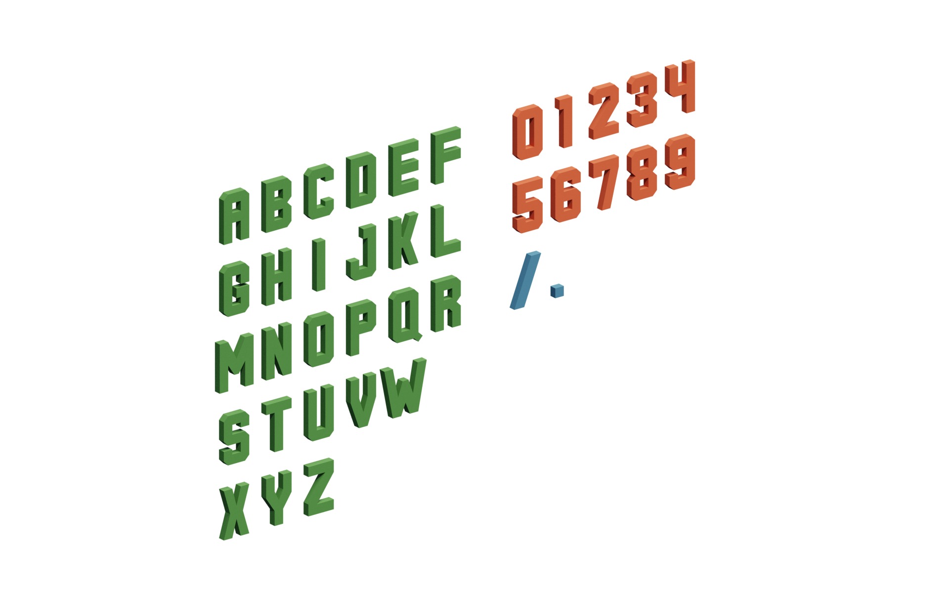 Letters of the alphabet and numbers Free low-poly 3D model_2