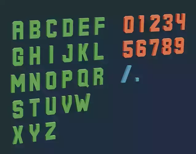 Letters of the alphabet and numbers Free low-poly 3D model