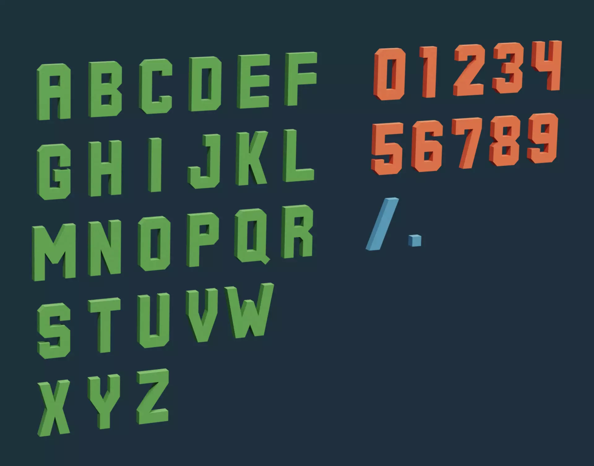 Letters of the alphabet and numbers Free low-poly 3D model_0