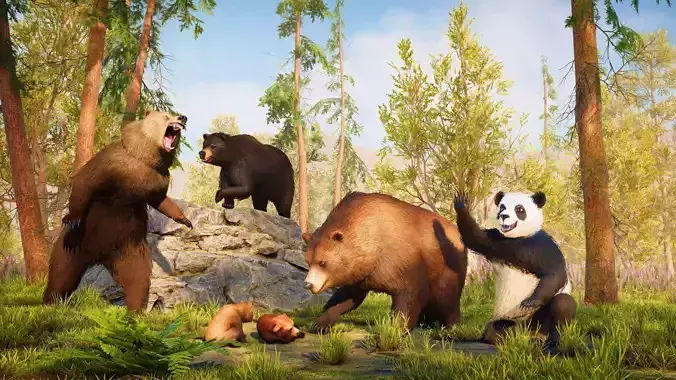 Realistic Bears Low-poly 3D model