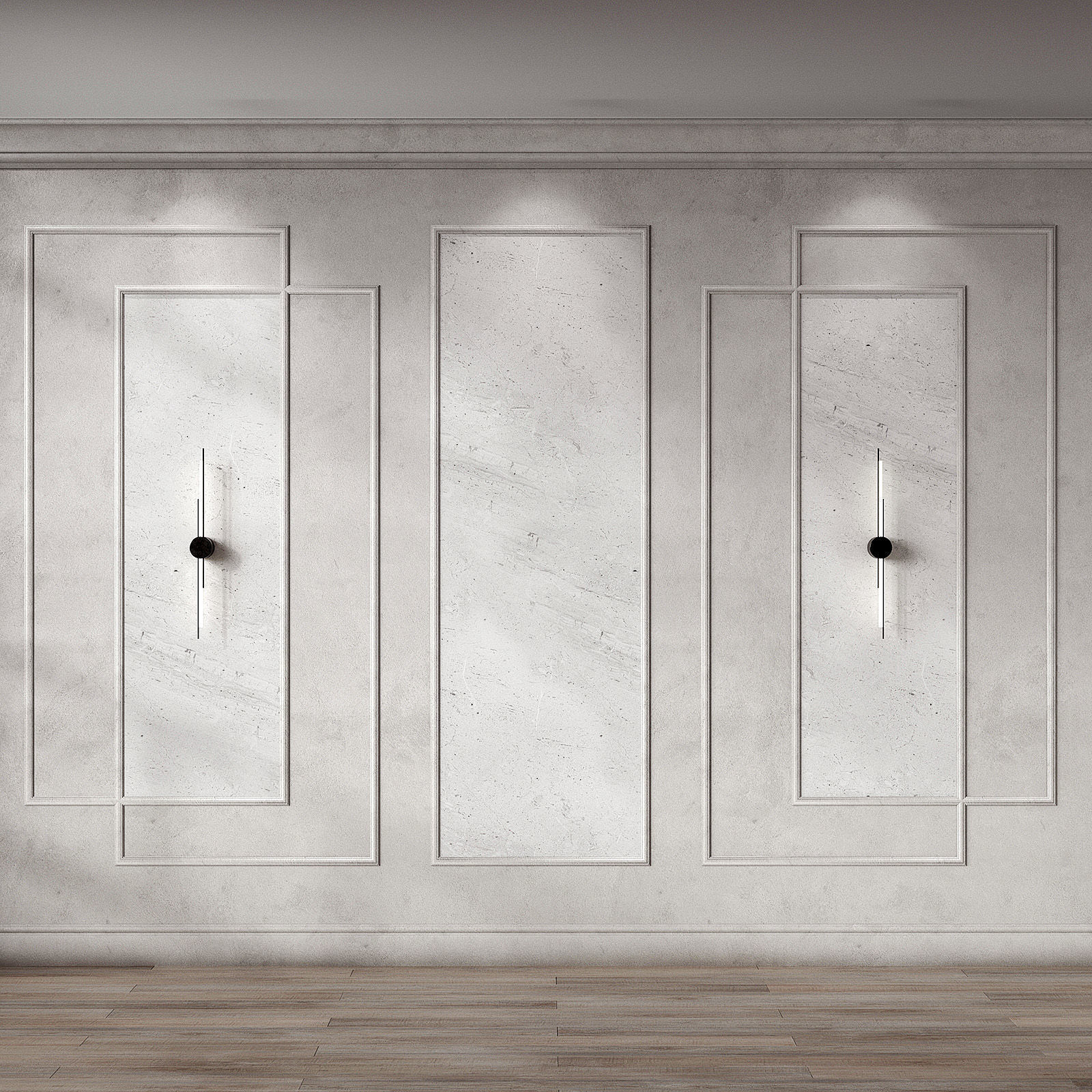 Wall decoration kit with moldings 3D model_1