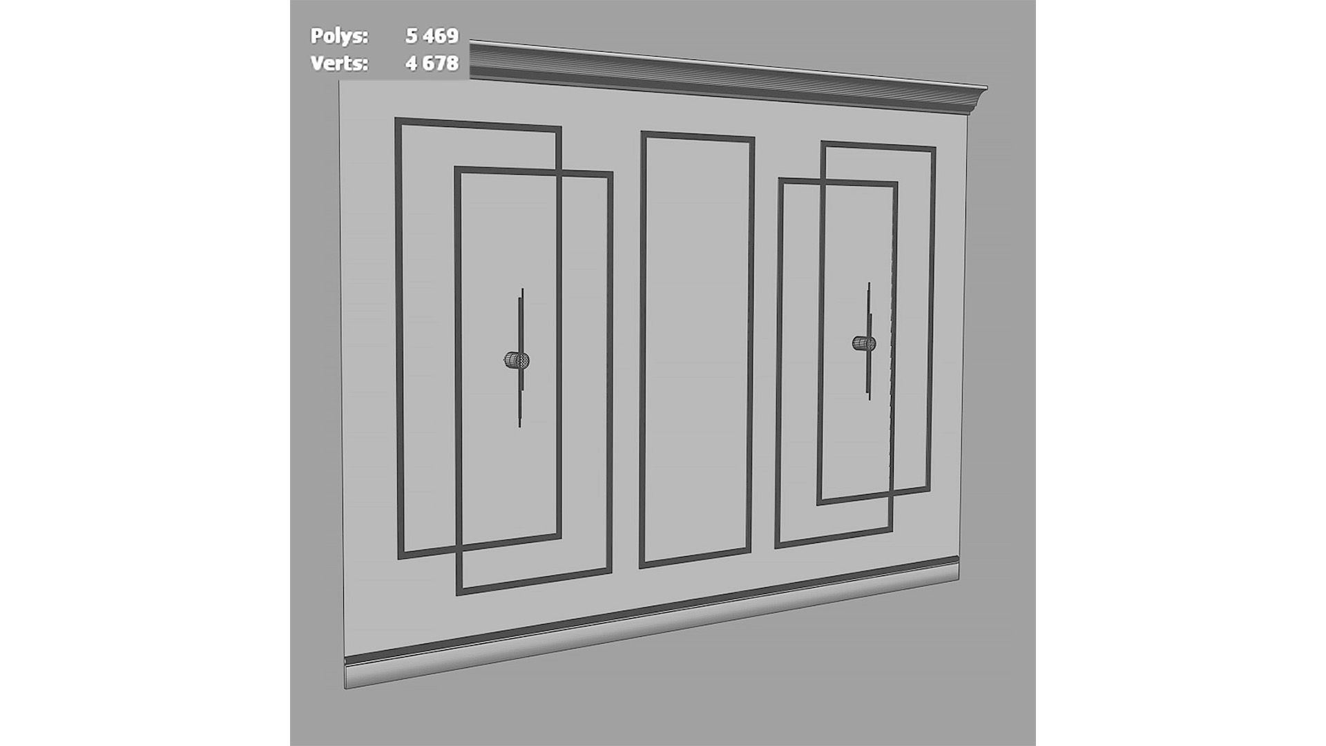 Wall decoration kit with moldings 3D model_4