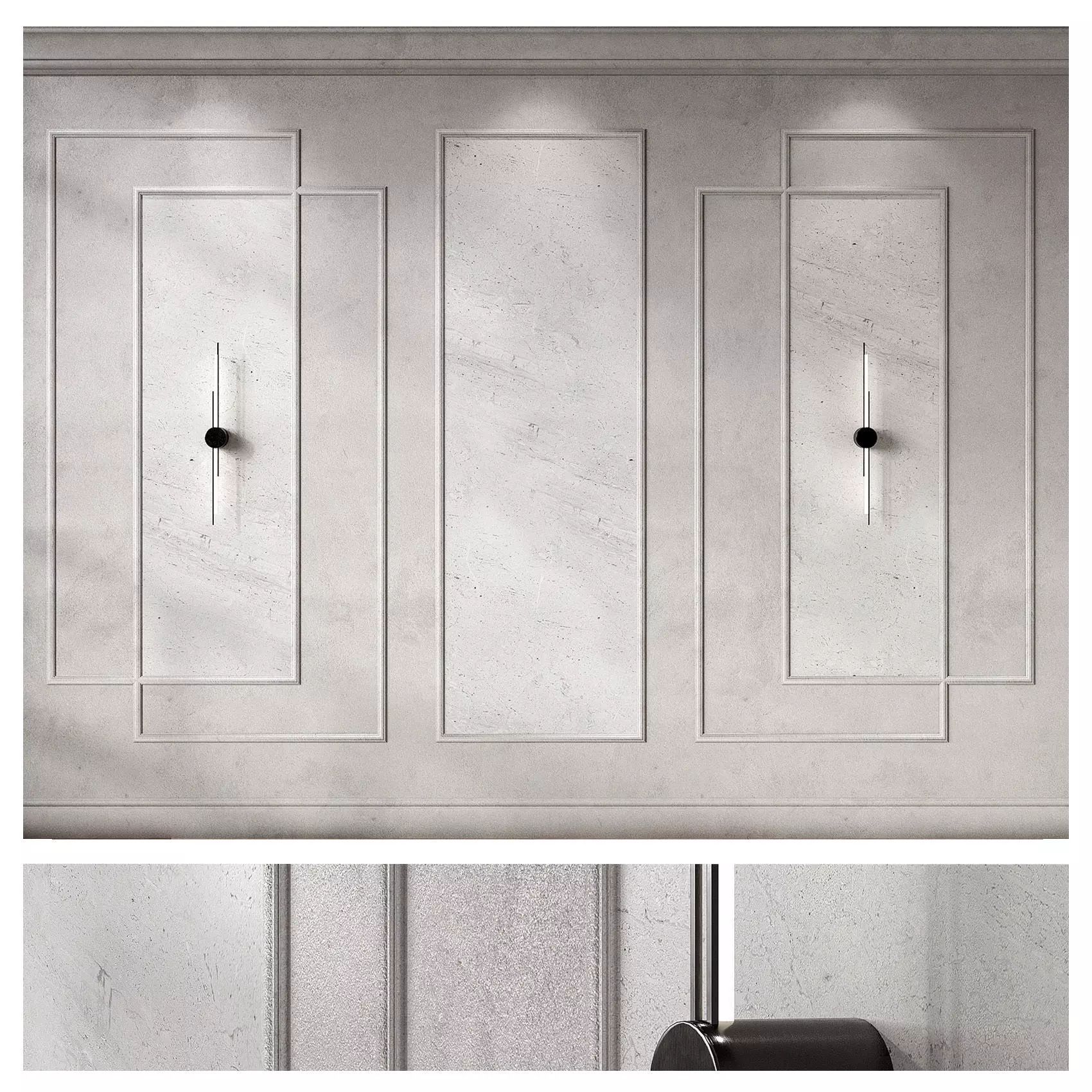 Wall decoration kit with moldings 3D model_0