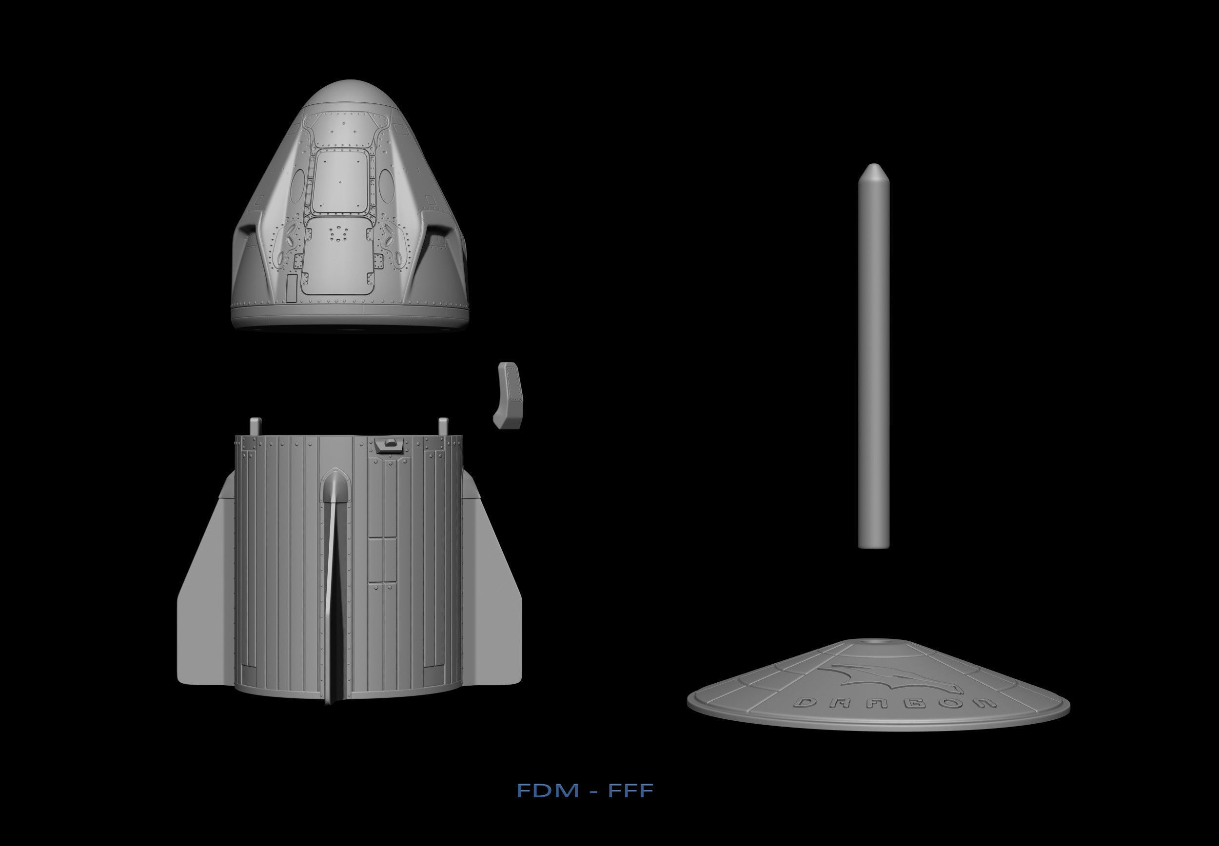 SpaceX Crew Dragon File STL - OBJ for 3D Printing  3D print model_18