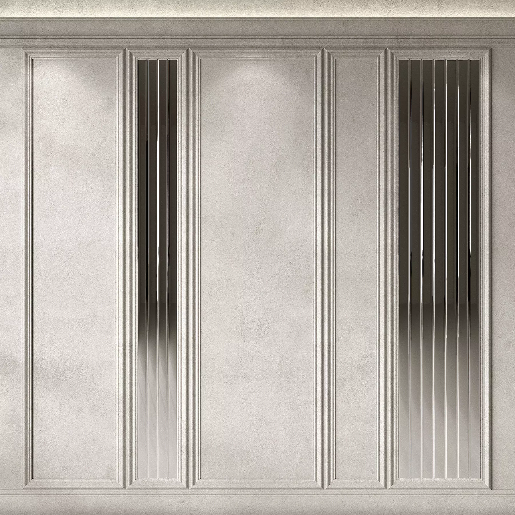 Decorative wall finishes composition Moldings and Mirrors 3D model_0