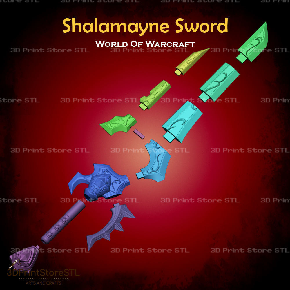 Shalamayne Sword Cosplay World Of Warcraft - STL File 3D print model_3