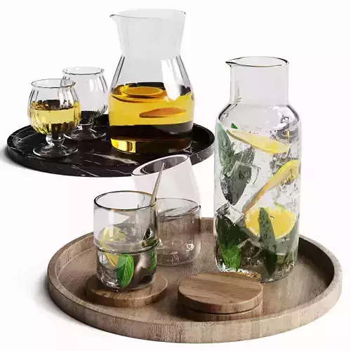 Glasses with Jugs-lemon and mint