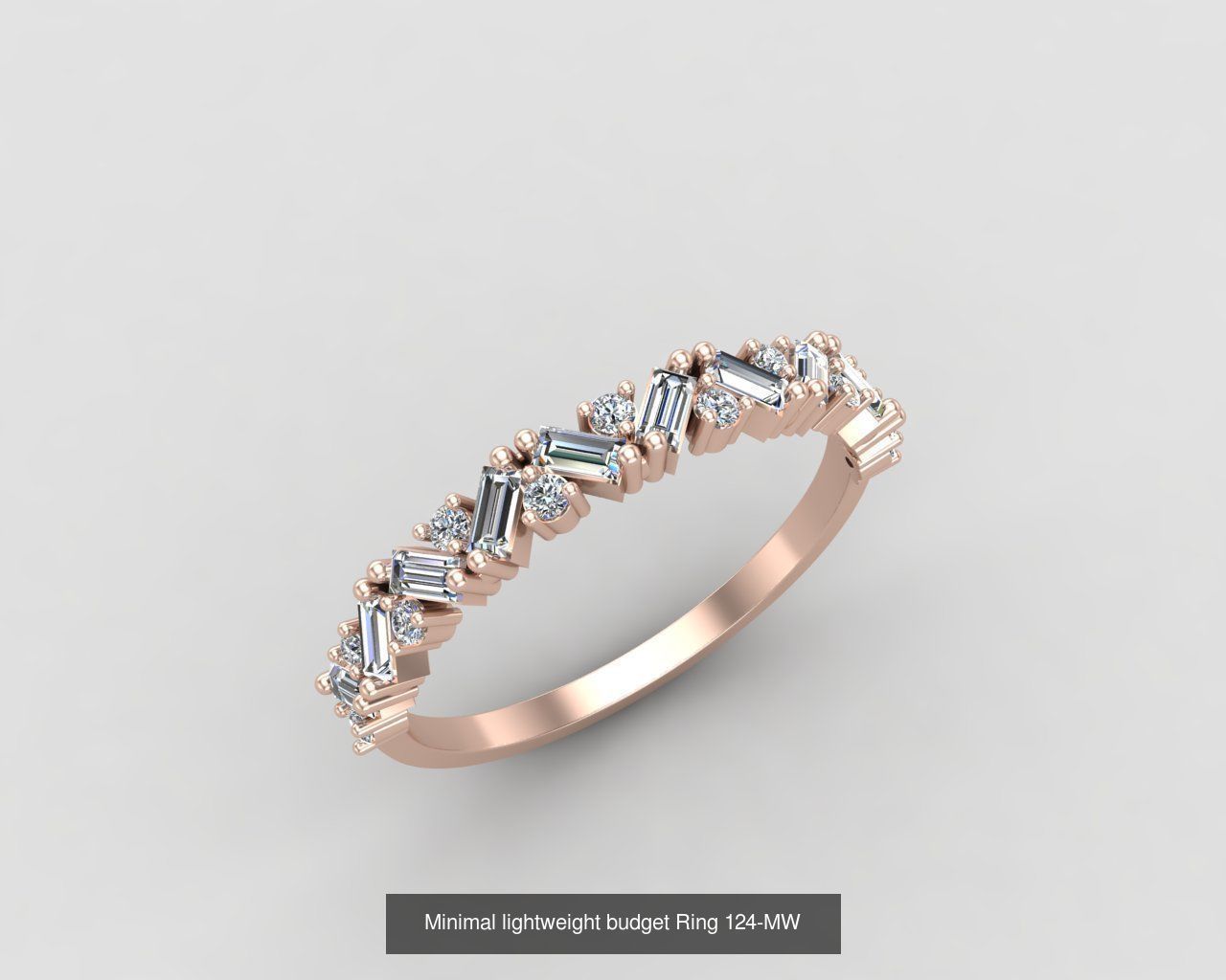Minimal light weight diamond rings 3D Model Collection_11