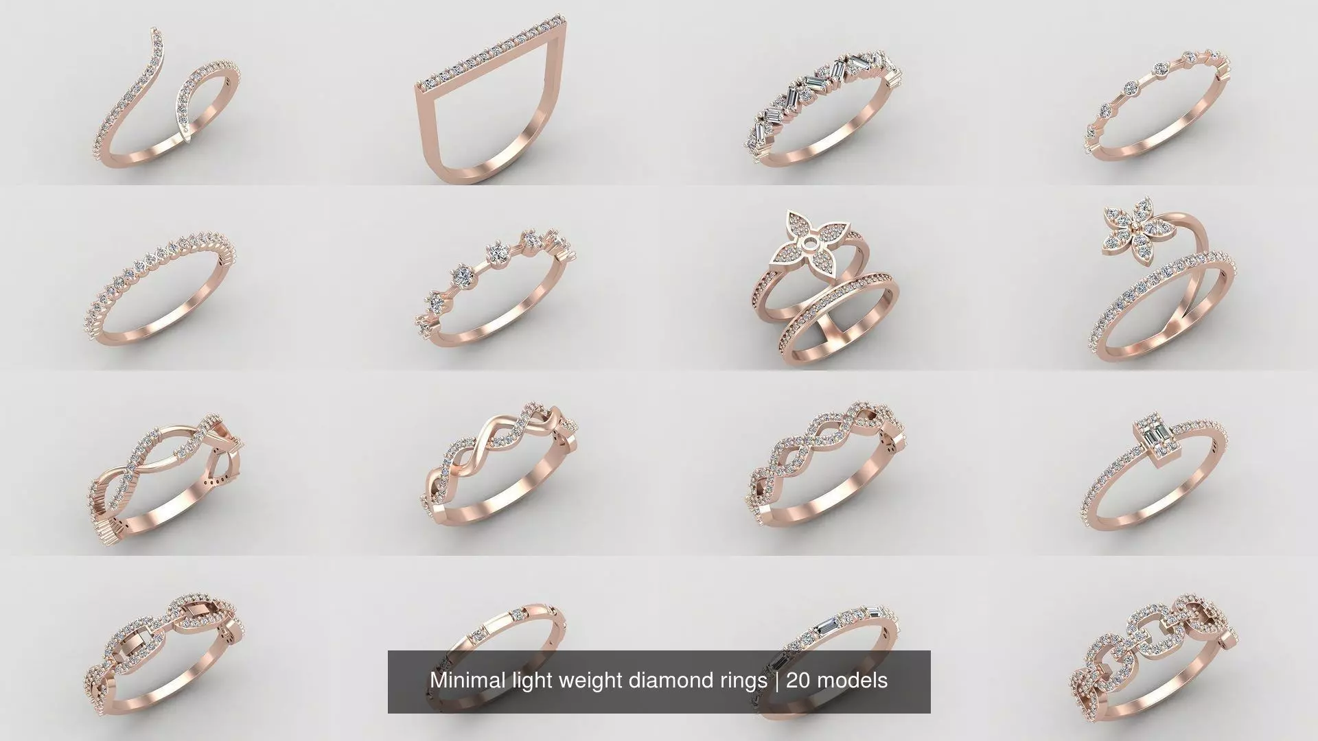 Minimal light weight diamond rings 3D Model Collection_0