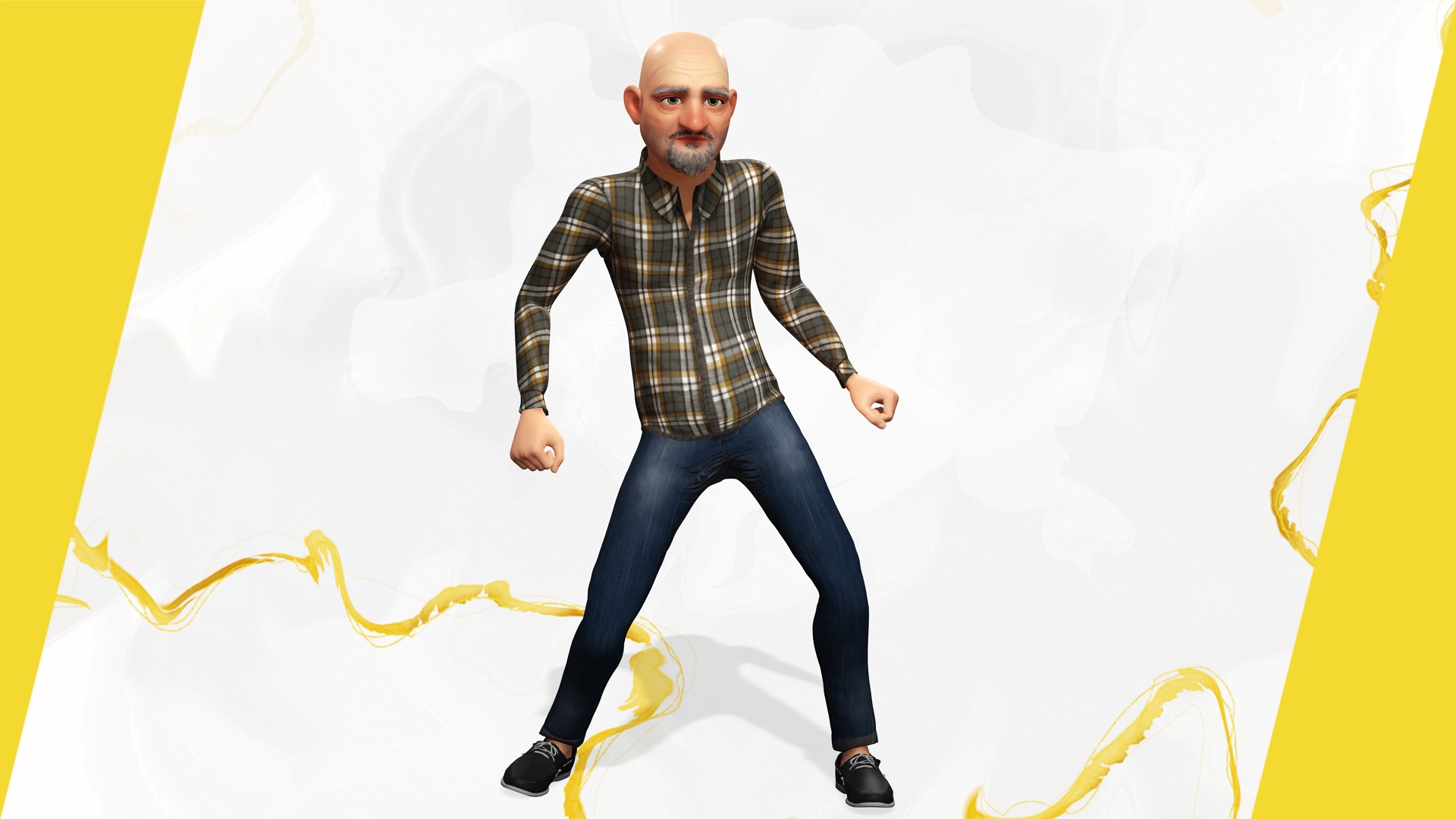 Elderly man 3d character cartoon Low-poly 3D model_8