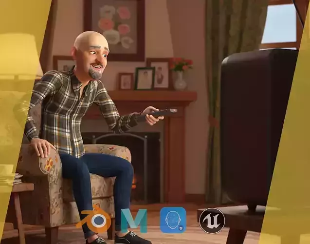 Elderly man 3d character cartoon