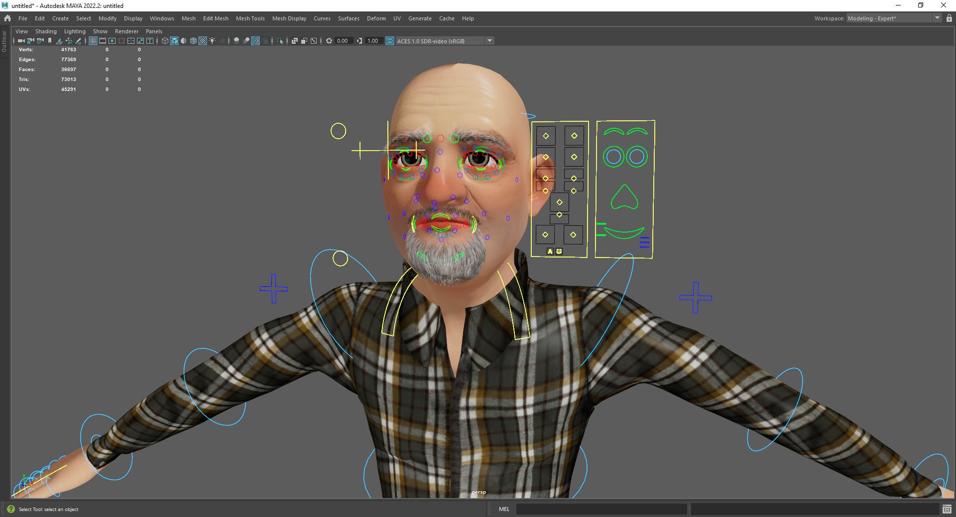 Elderly man 3d character cartoon Low-poly 3D model_23