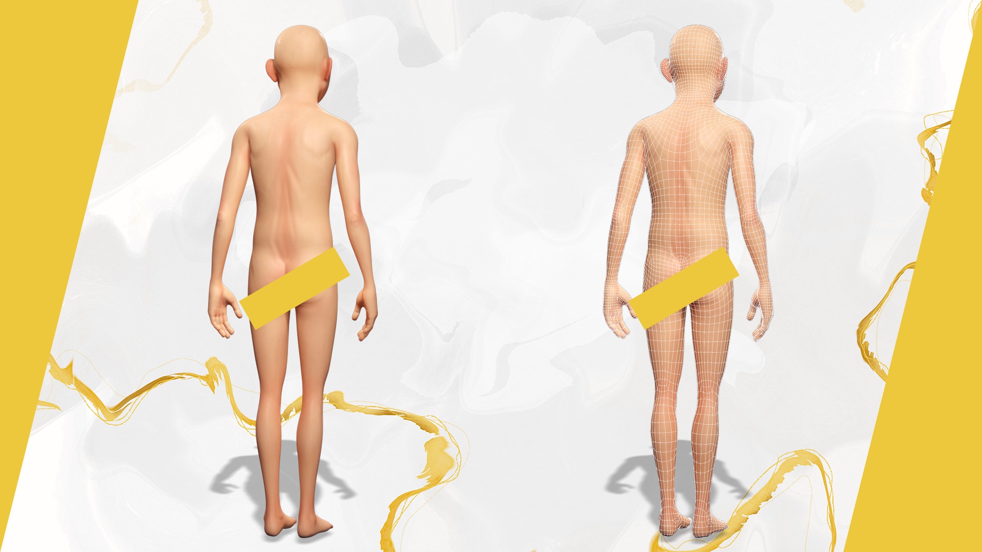 Elderly man 3d character cartoon Low-poly 3D model_3