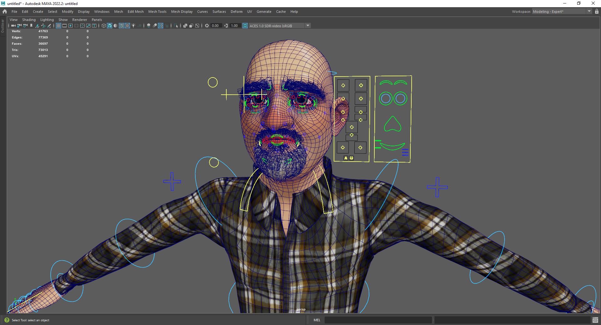 Elderly man 3d character cartoon Low-poly 3D model_24