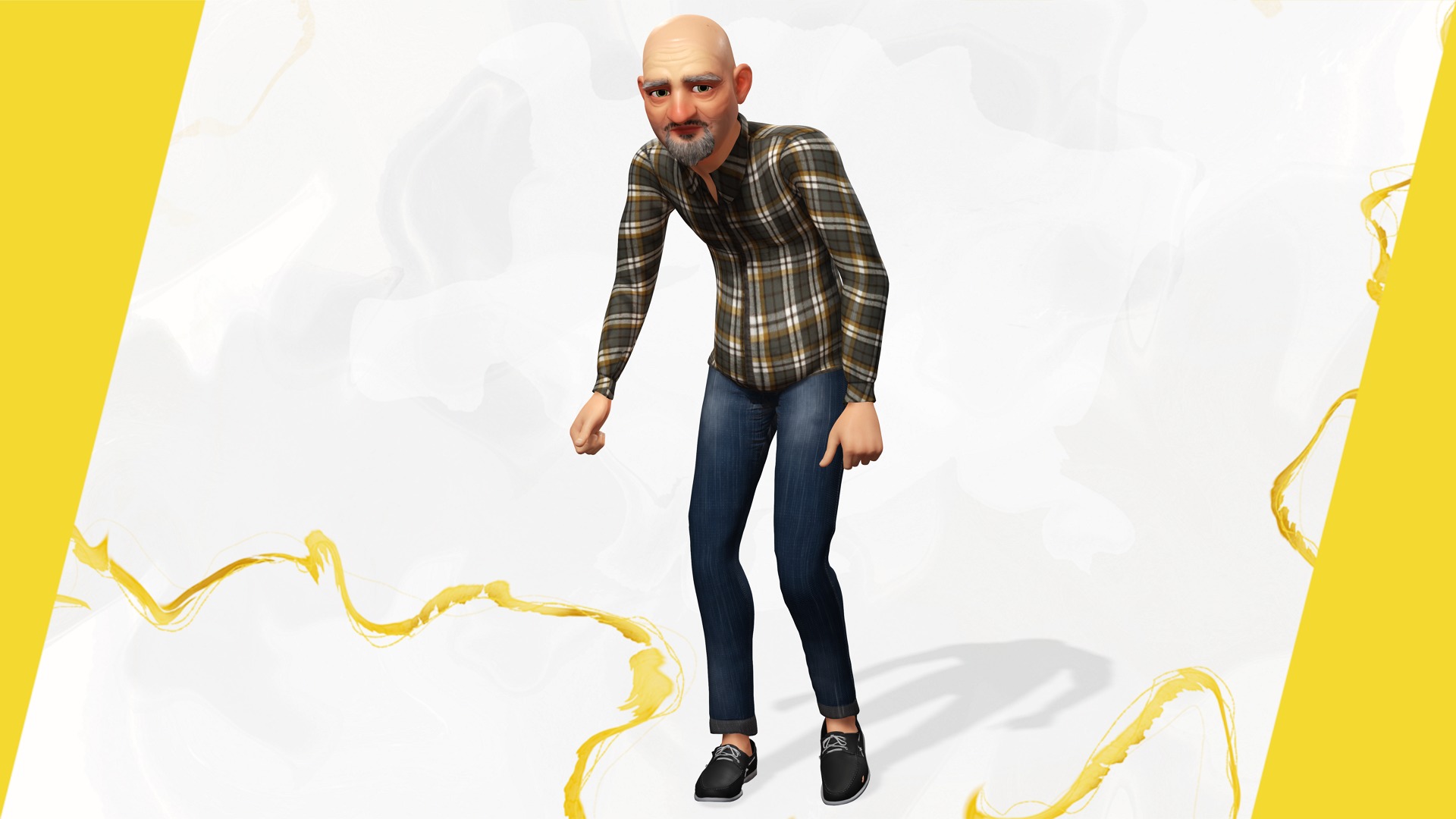 Elderly man 3d character cartoon Low-poly 3D model_10