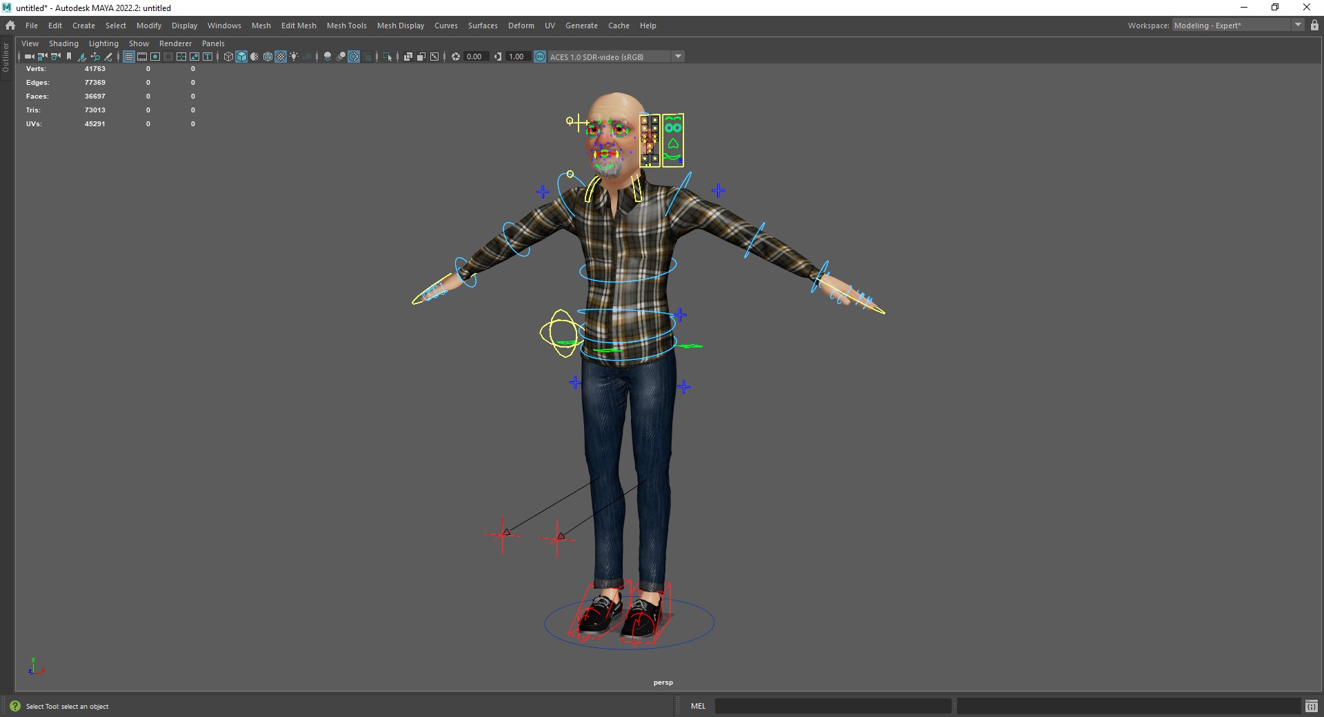 Elderly man 3d character cartoon Low-poly 3D model_22