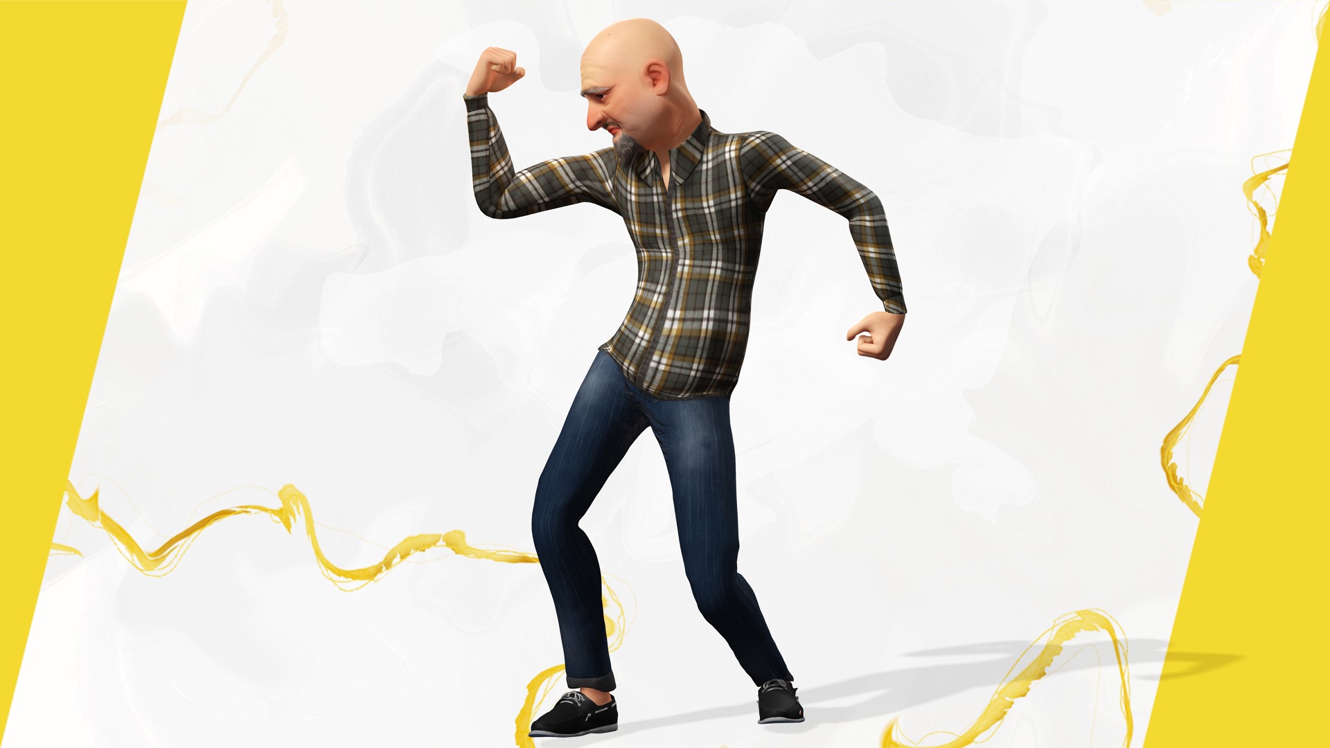 Elderly man 3d character cartoon Low-poly 3D model_13