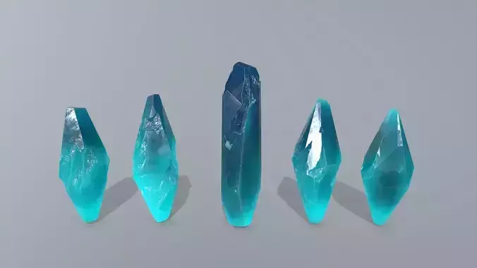 crystal set Low-poly 3D model
