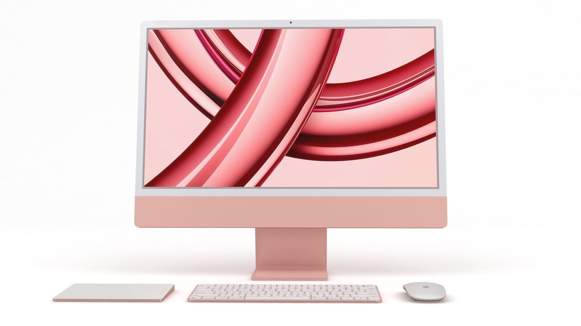 3D model Apple iMac 24 inch 2023 Pink with Keyboard-Mouse-Trackpad
