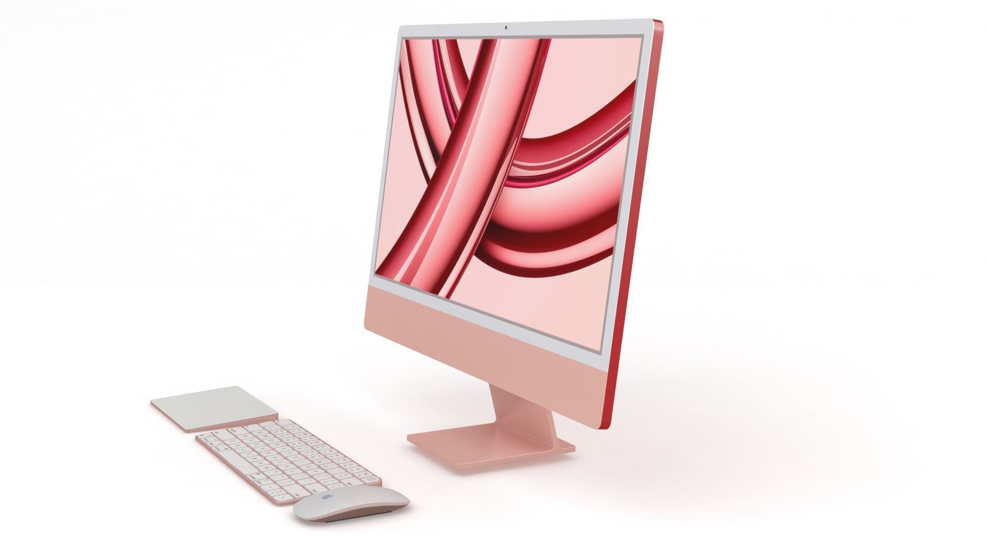 3D model Apple iMac 24 inch 2023 Pink with Keyboard-Mouse-Trackpad