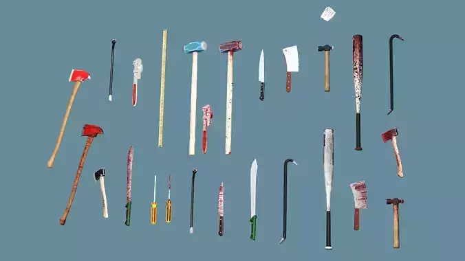 Exclusive Everyday Weapons Low Poly 3D Model Low-poly 3D model