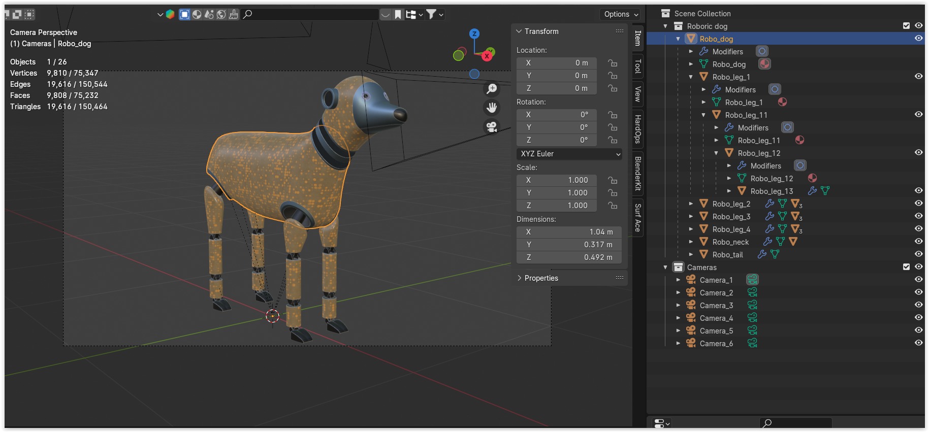 Robotic dog II PBR 3D model_11