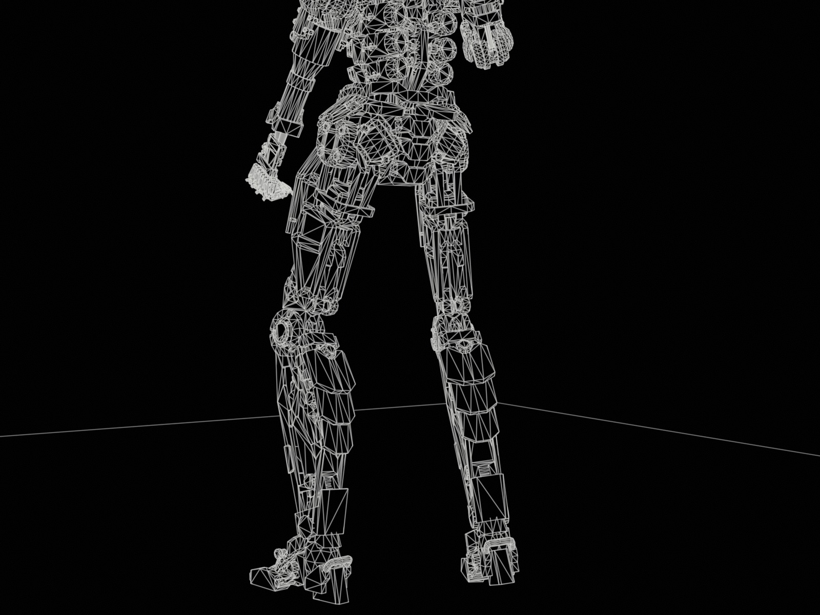 Armored scifi robot character Low-poly 3D model_24
