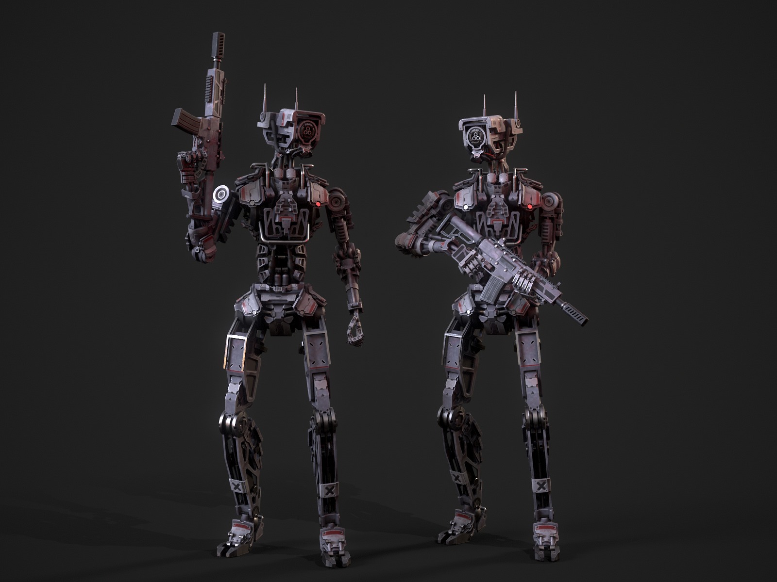 Armored scifi robot character Low-poly 3D model_15
