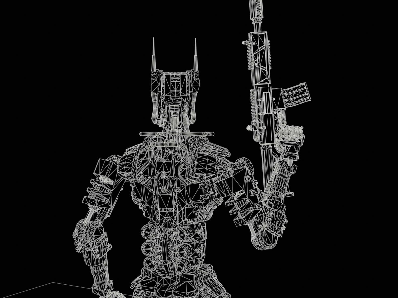 Armored scifi robot character Low-poly 3D model_23