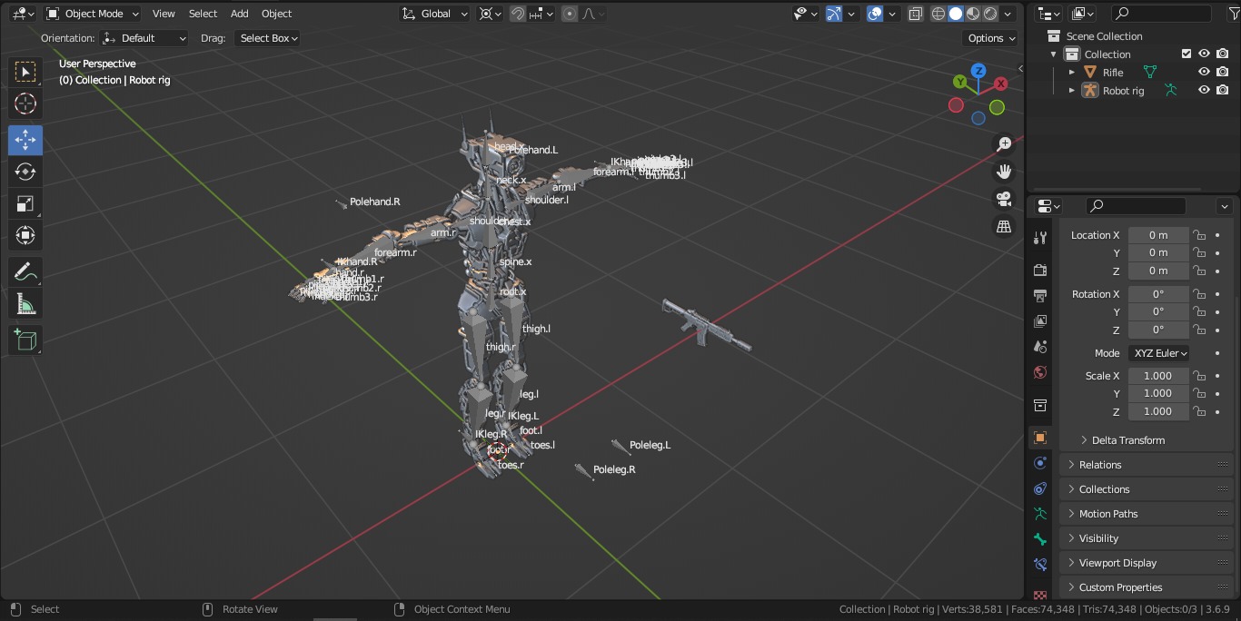 Armored scifi robot character Low-poly 3D model_32
